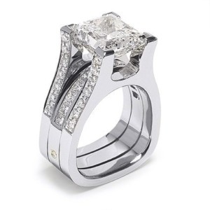 Interlace Radiant Cut Diamond and Platinum Engagement Ring