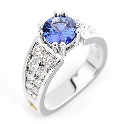 Paragon Blue Sapphire and Diamond Platinum Ring
