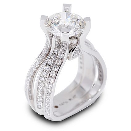 Evolve Round Brilliant Cut Diamond 3 Band Platinum Engagement Ring