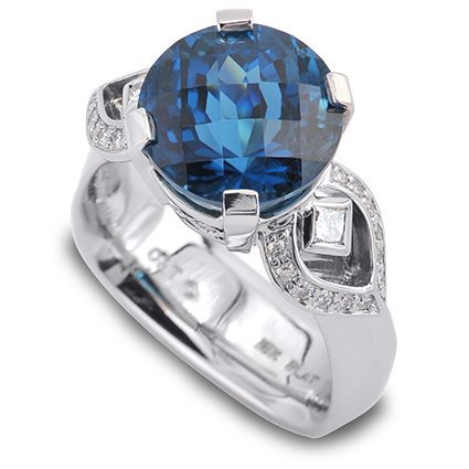 Deco Indicolite Tourmaline and Diamond Fashion Ring