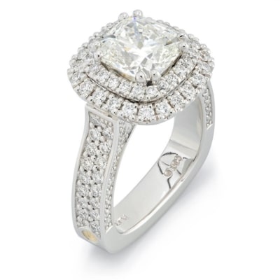 Empress Cushion Cut Diamond Double Halo Platinum Bridal Ring